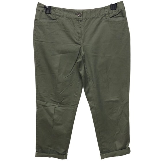 White House Black Market Olive Green Cropped‎ Straight-Leg Pants Womens Size 8 - Picture 4 of 5